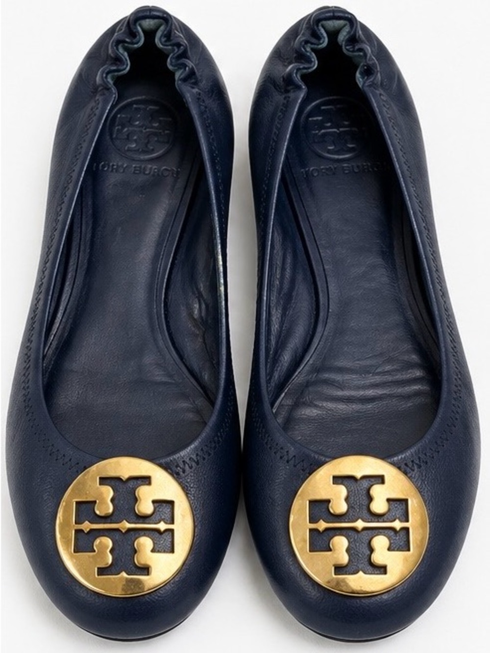 Tory Burch Reva Ballet Flats with Gold Logo Medallion size 7.0